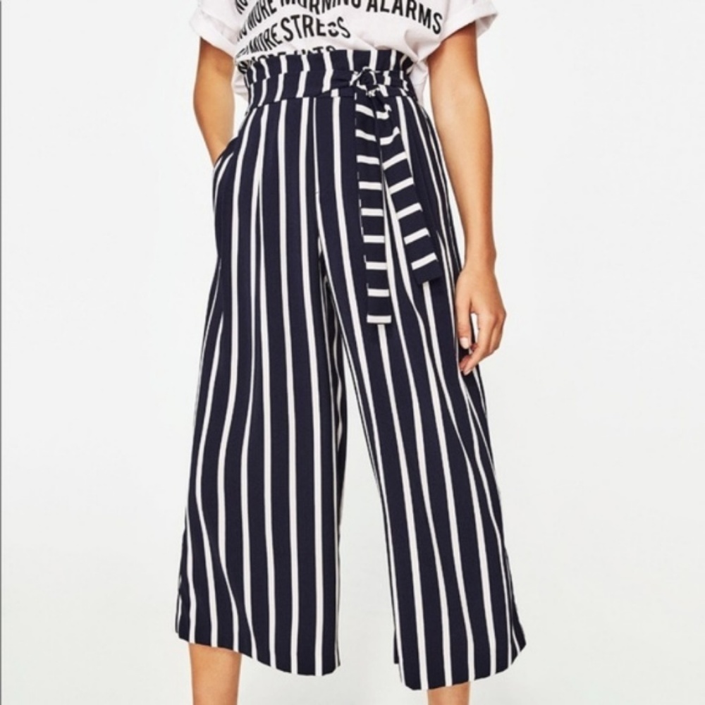 ZARA Trafaluc Collection wide leg stripe culottes